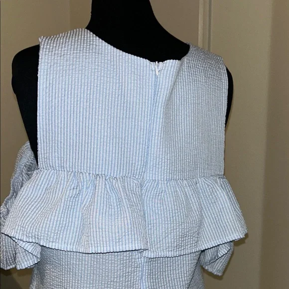 Blue Gingham Off-Shoulder Ruffle Dress - Picture 6 of 6